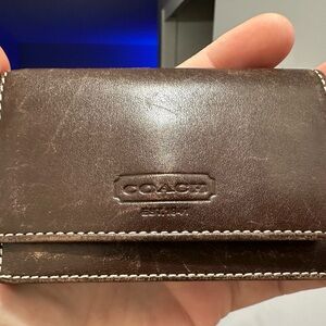 Coach Dark Brown Leather Card Holder